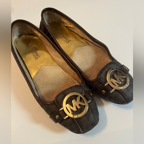 Michael Michael Kors Fulton Sz 6.5 Brown Logo Leather Moccasin Flats - Picture 4 of 11